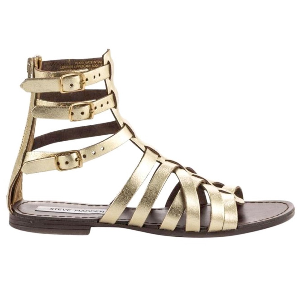 Steve Madden Metallic Gold Gladiator Sandal 6